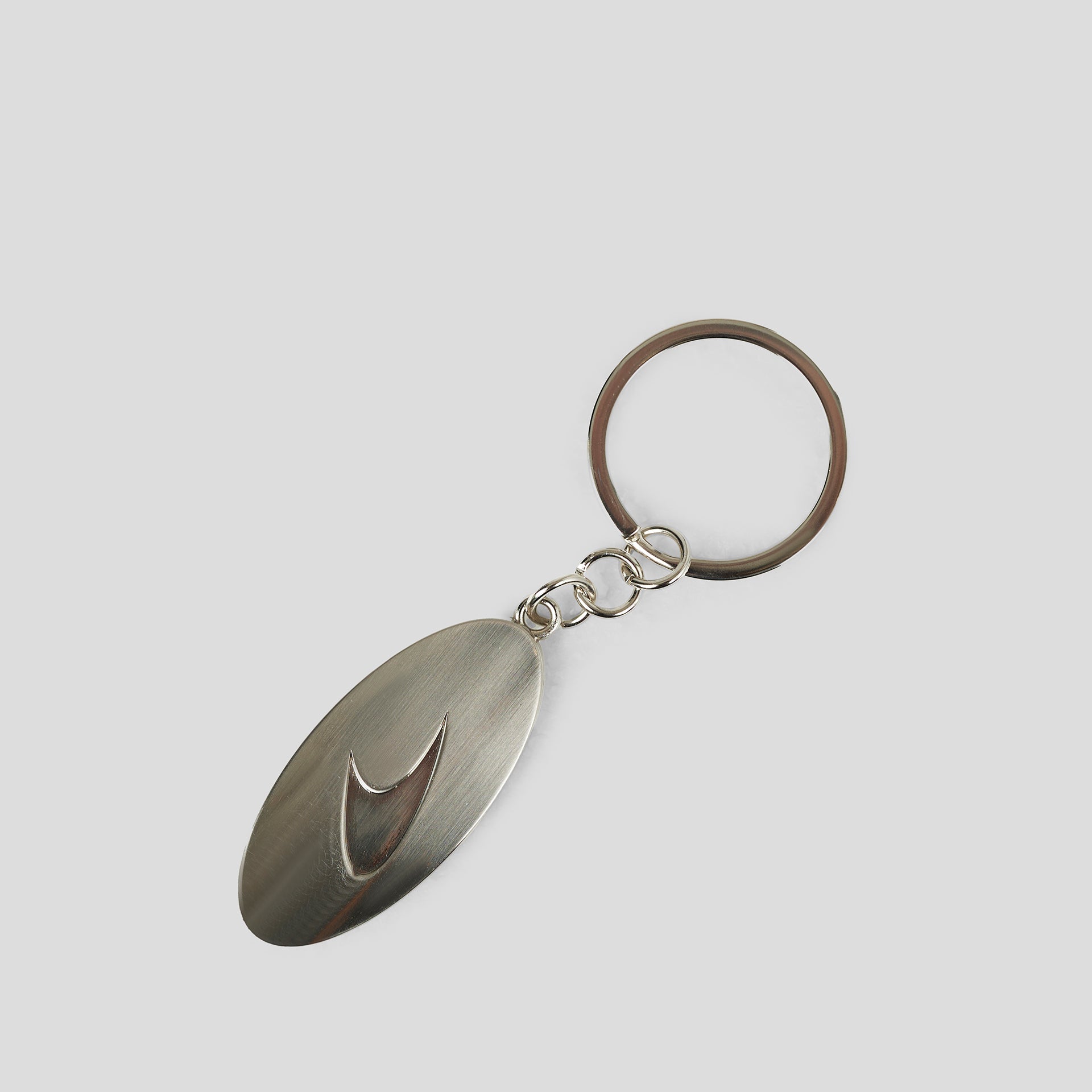 McLaren Automotive Brushed Steel Oval Keyring-Silver/Black