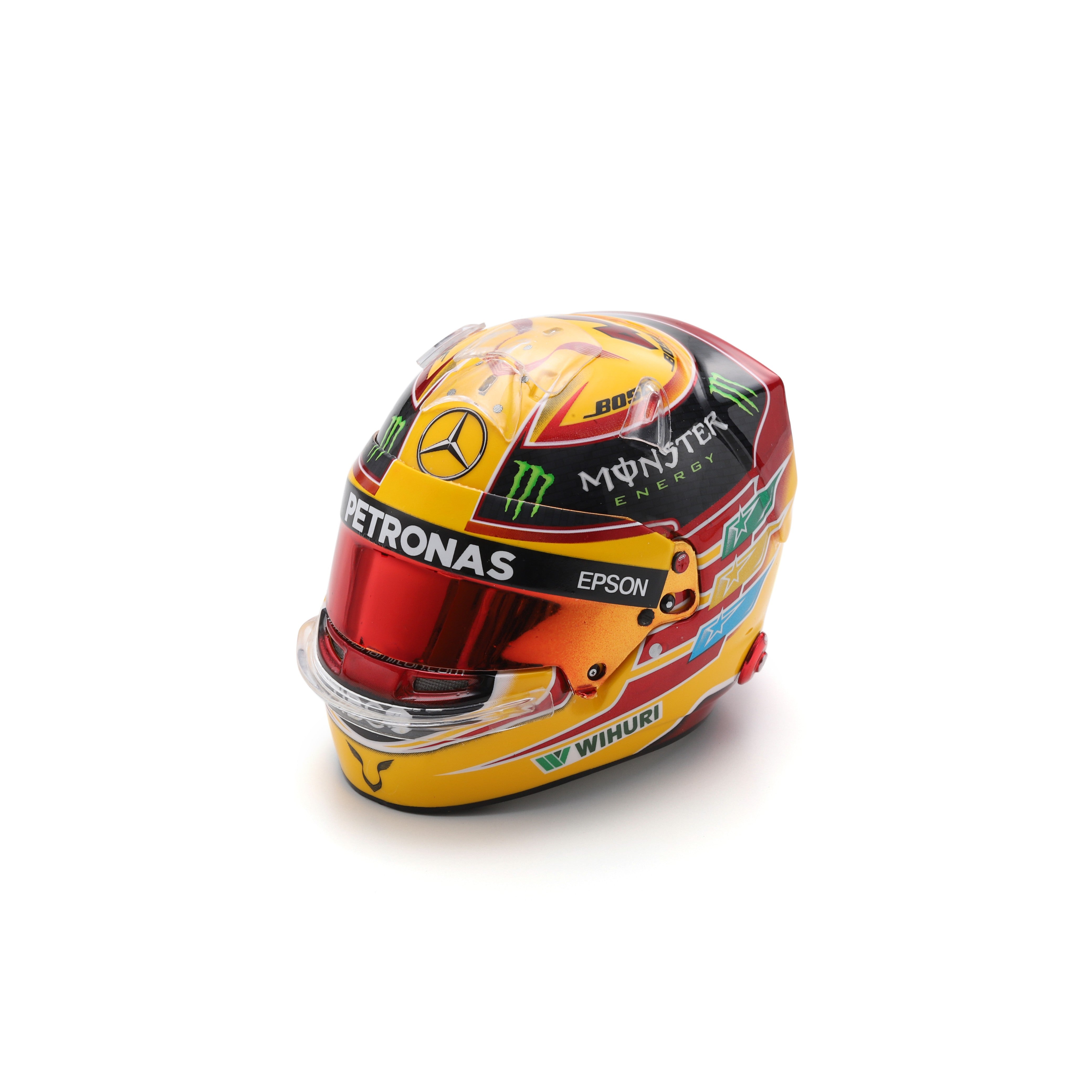 Spark Mercedes AMG Petronas F1 Lewis Hamilton Mexican GP 2017 World Champion Mini Helmet Unisex - Yellow - 1:5 Scale