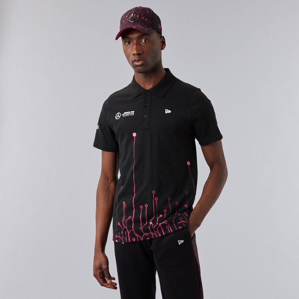 Mercedes E-Sports Motherboard All Over Print Polo - Black