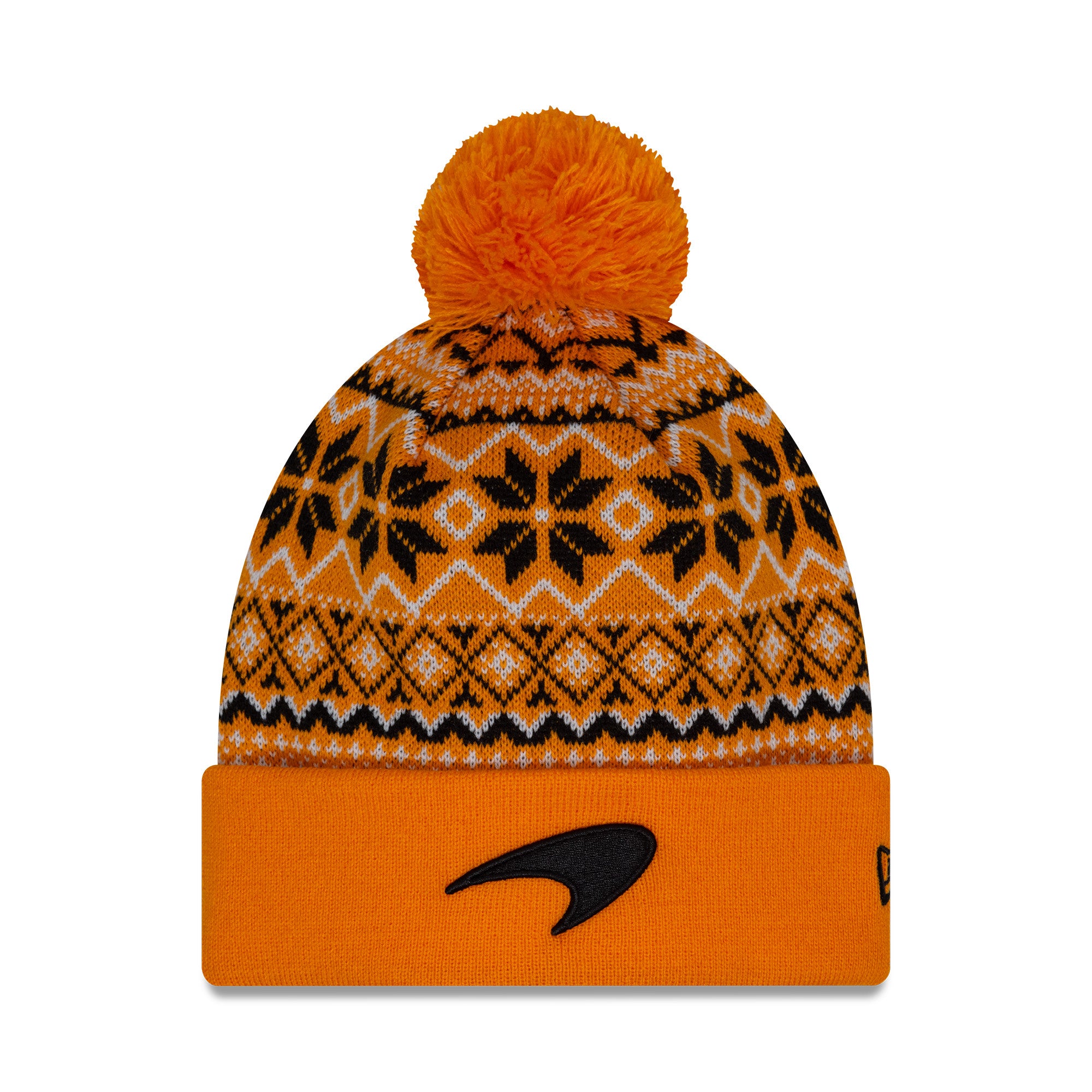 McLaren Racing F1 Xmas Cuff Bobble Beanie Adults - Papaya/Black