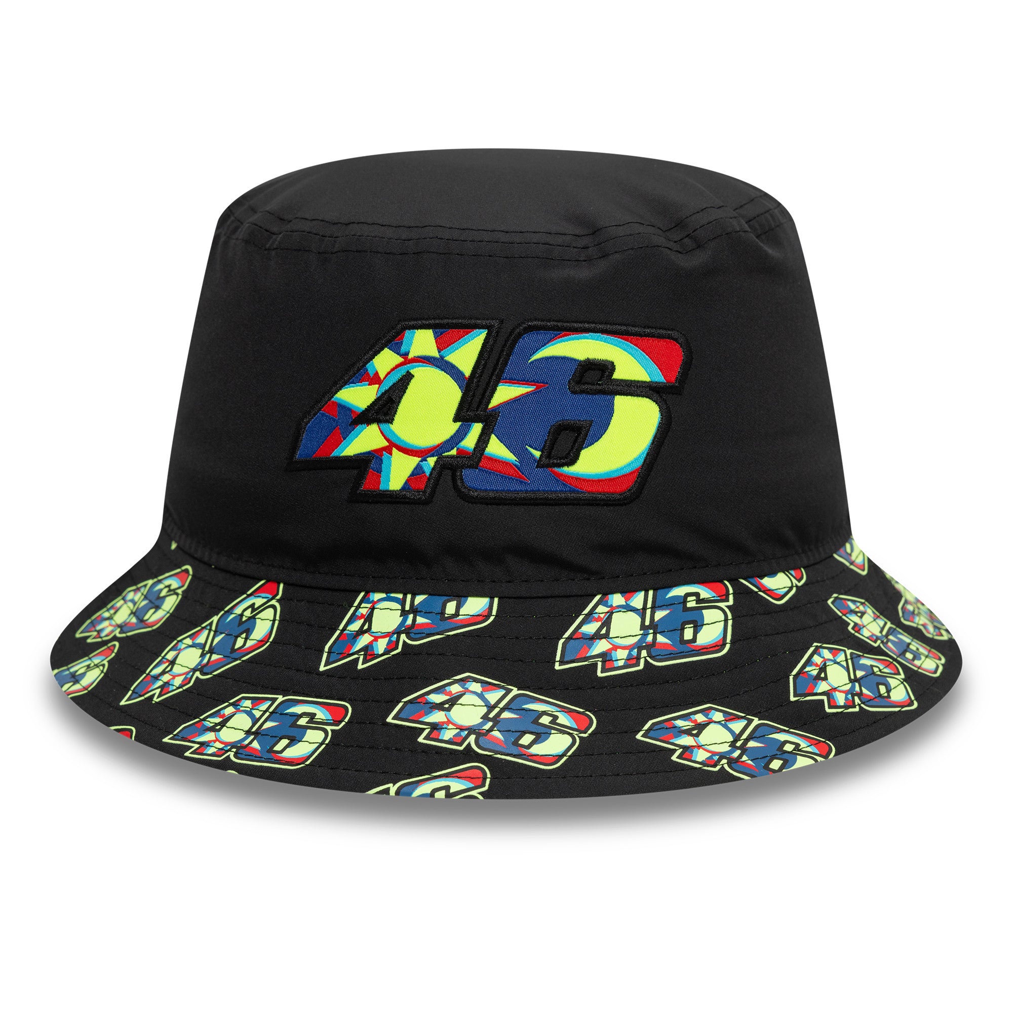 VR46 Moon Sun Tapered Bucket Hat Adults - Black/Neon Yellow