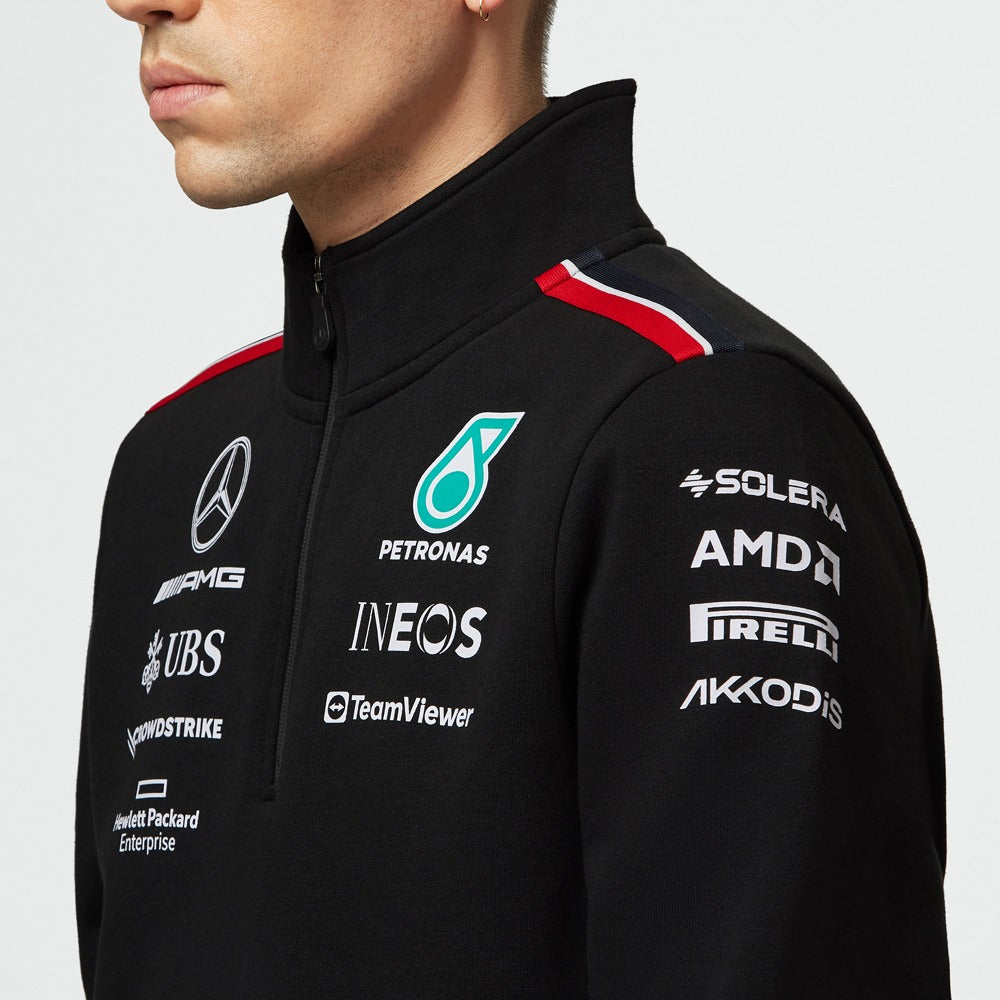 Mercedes AMG Petronas F1 2023 Team 1/4 Zip Sweat Mens - Black