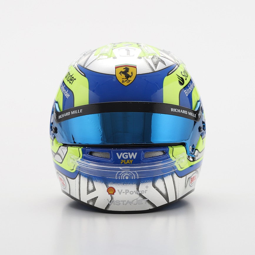 Looksmart Scuderia Ferrari F1 Team Oliver Bearman 2024 Saudi Arabian GP Mini Helmet Adults - Multicolour - 1:5 Scale