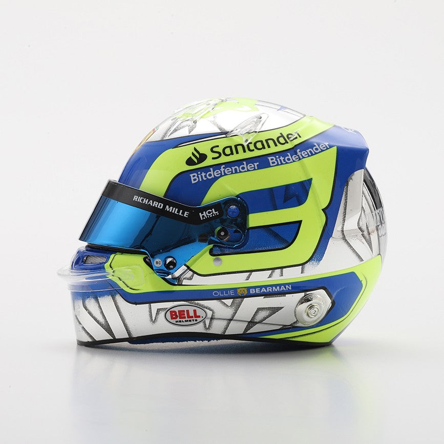 Looksmart Scuderia Ferrari F1 Team Oliver Bearman 2024 Saudi Arabian GP Mini Helmet Adults - Multicolour - 1:5 Scale